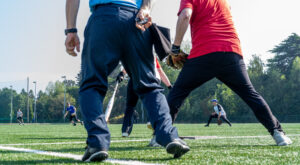 adults playing softball